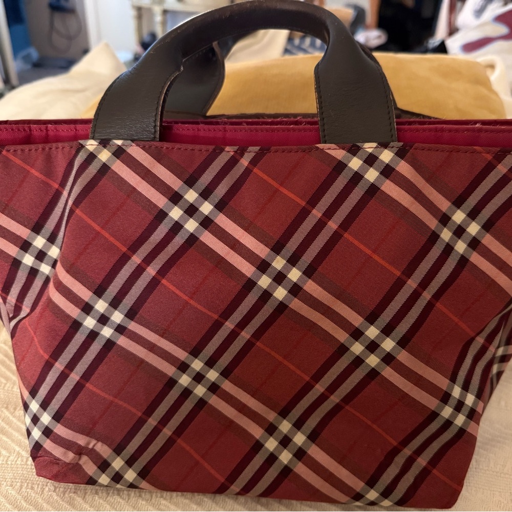 Burberry Red Plaid Nylon Handbag/COA